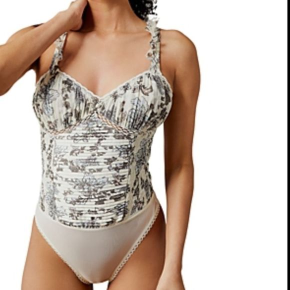 NWT FREE PEOPLE WEEKEND PLANS BODYSUIT COMBO TEA MEDIUM - Picture 1 of 11